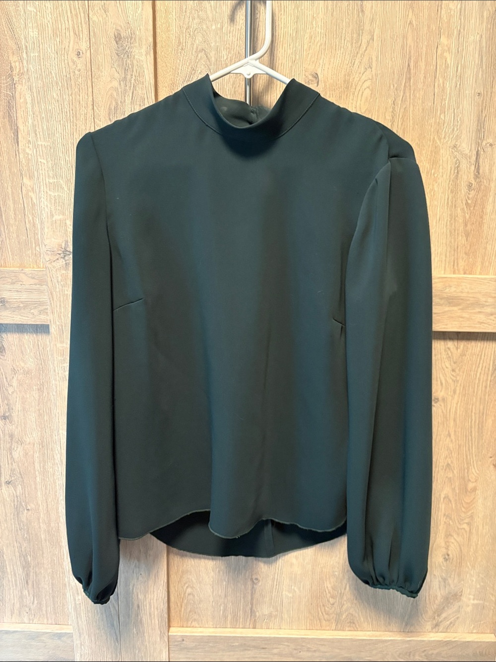 Aritzia Babaton Dark Green Mock Neck Long-Sleeve Women's Blouse